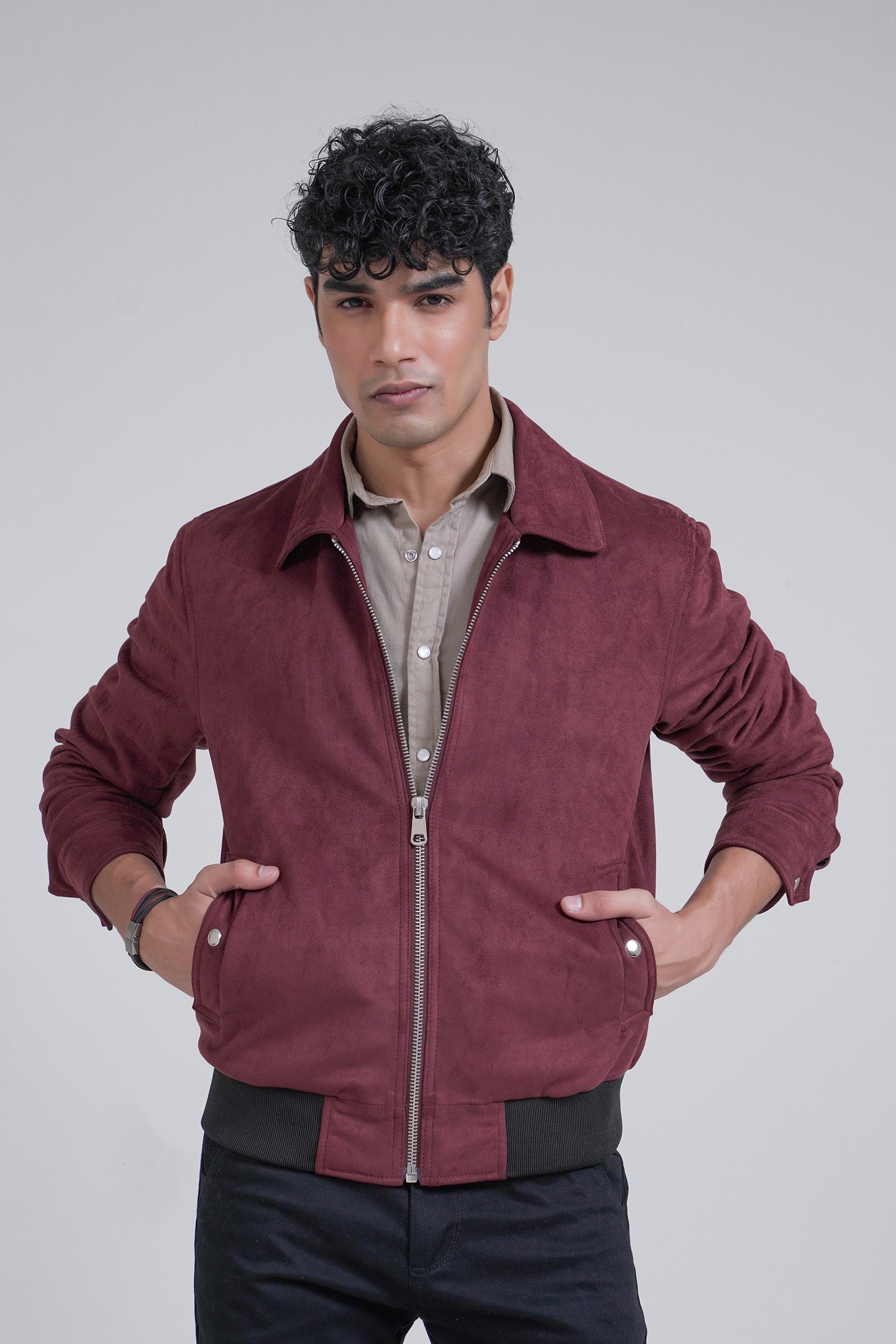 Maroon suede hot sale jacket mens